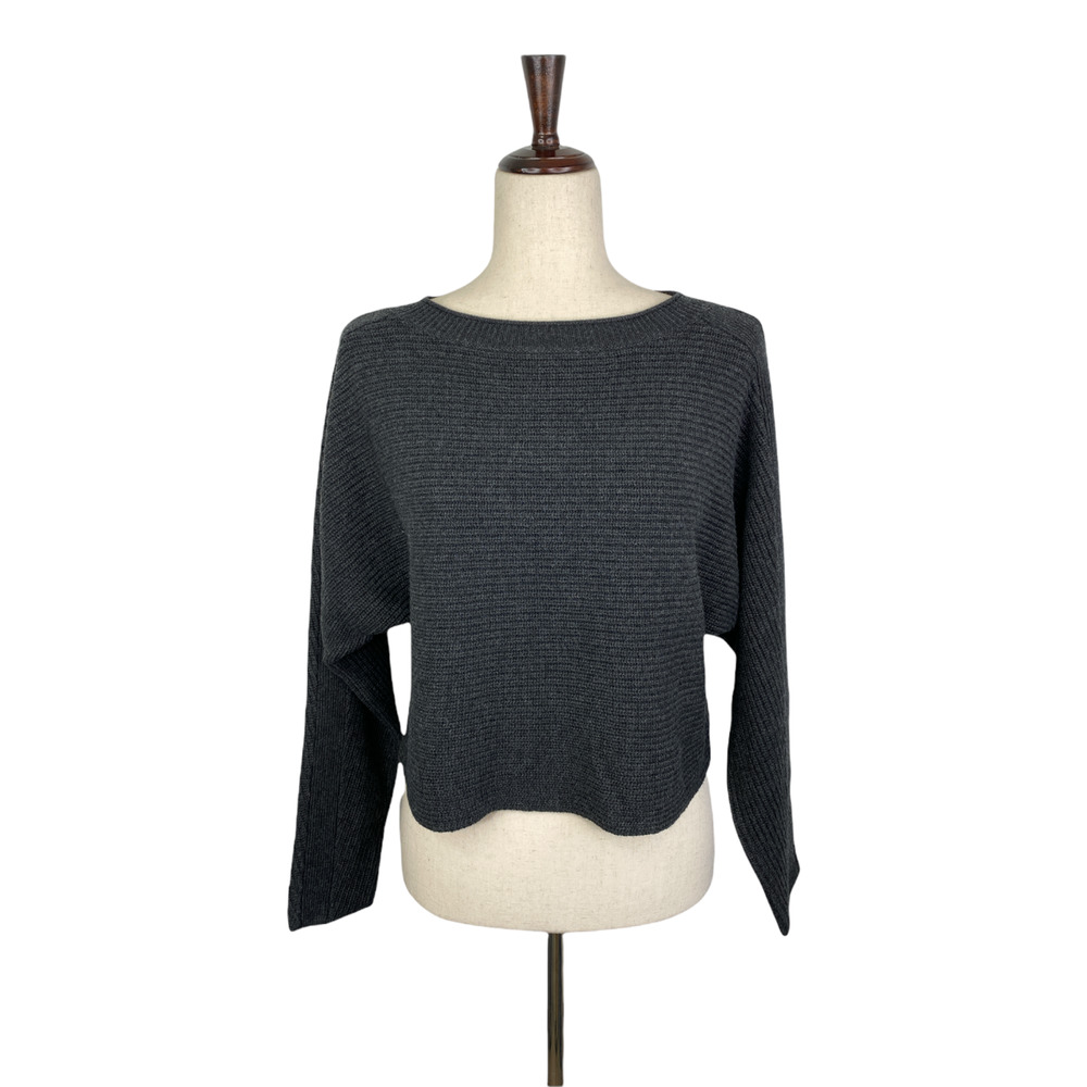 Le ORE LODI Dark Gray Ribbed Knit Sweater Size Large